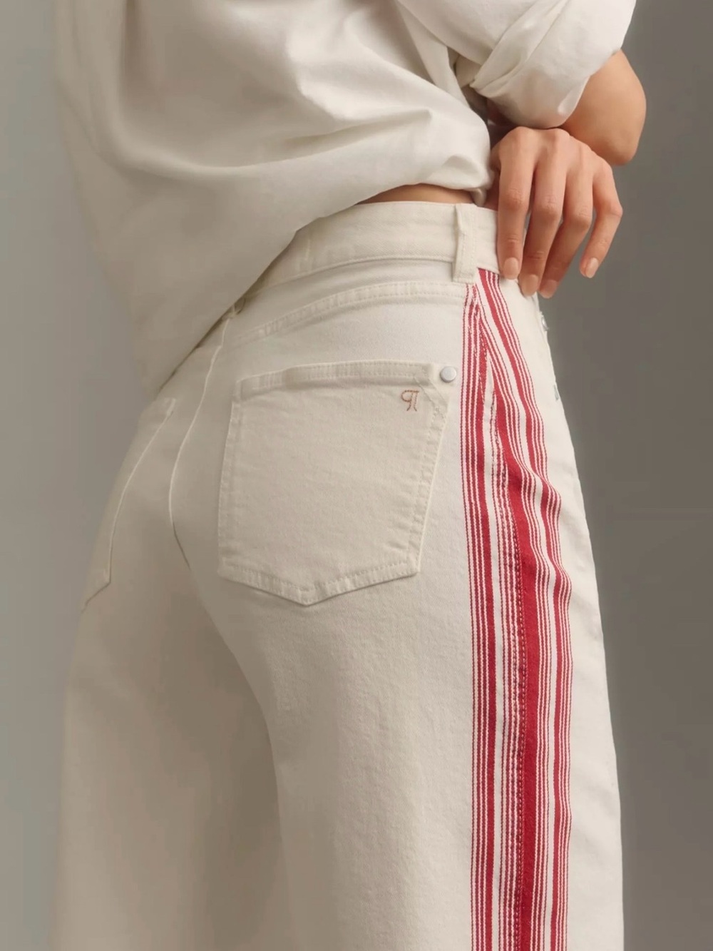 Anthropologie Pilcro Dishtowel Stripe Mid-Rise Wide-Leg Jeans NWT Size 27